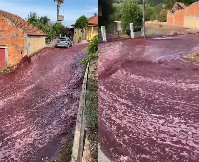 Tanques de vinho explodem deixando as ruas da cidade inundadas