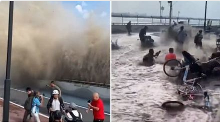 Tsunami de rio: onda chamada 'Dragão de Prata' arrasta turistas na China