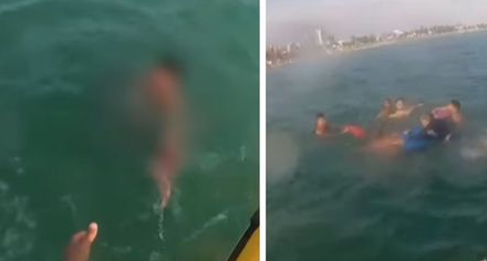 Oito turistas são resgatados após ter sido levados por correntes do mar no litoral de SP