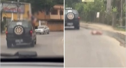 Vídeo flagra queda de jovem que dançava em teto de carro em movimento 