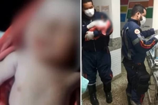 Mulher encontra bebê ainda com cordão umbilical em balde