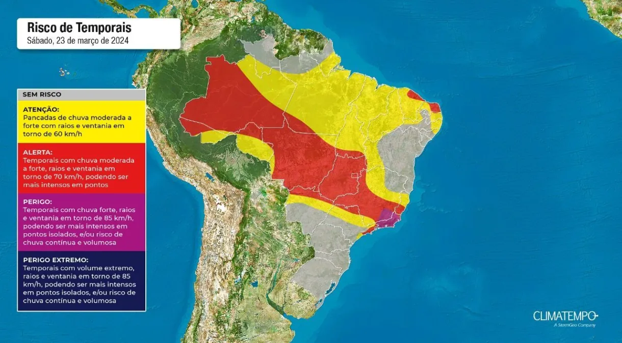 RN está na área de risco de temporais