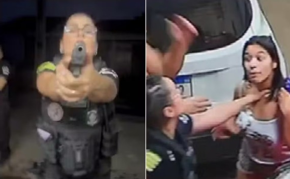 [VIDEO] PM arromba portão e aponta arma para cabeça de mulher em operação na casa errada