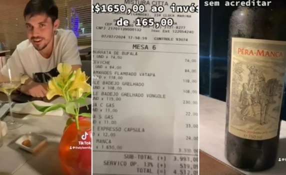 Amigos pedem vinho de R$ 165, mas descobrem depois que custa R$ 1.650