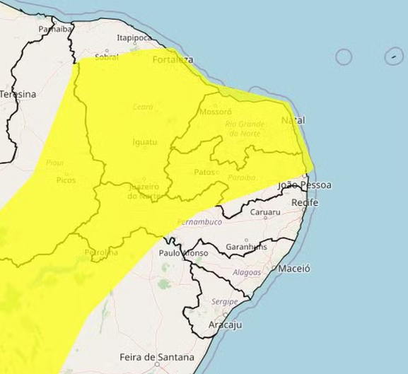 Inmet alerta para ventos de até 60 km/h em todo o Rio Grande do Norte