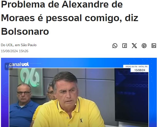 Imprensa nacional repercute entrevista de Bolsonaro na 96 FM