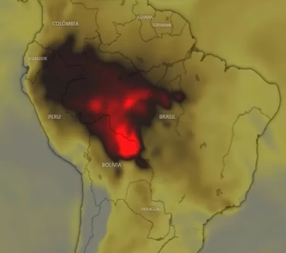 Mancha de fogo com 500 km de extensão toma a Amazônia