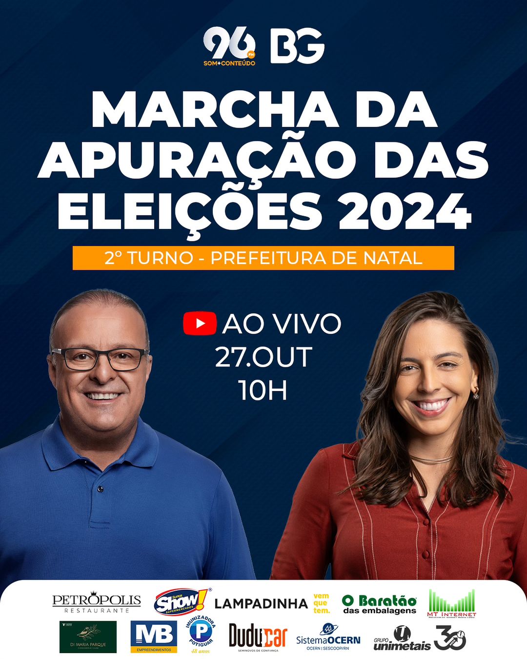 96 FM e Blog do BG se preparam para a Marcha da Apuração 2° turno para Prefeitura de Natal