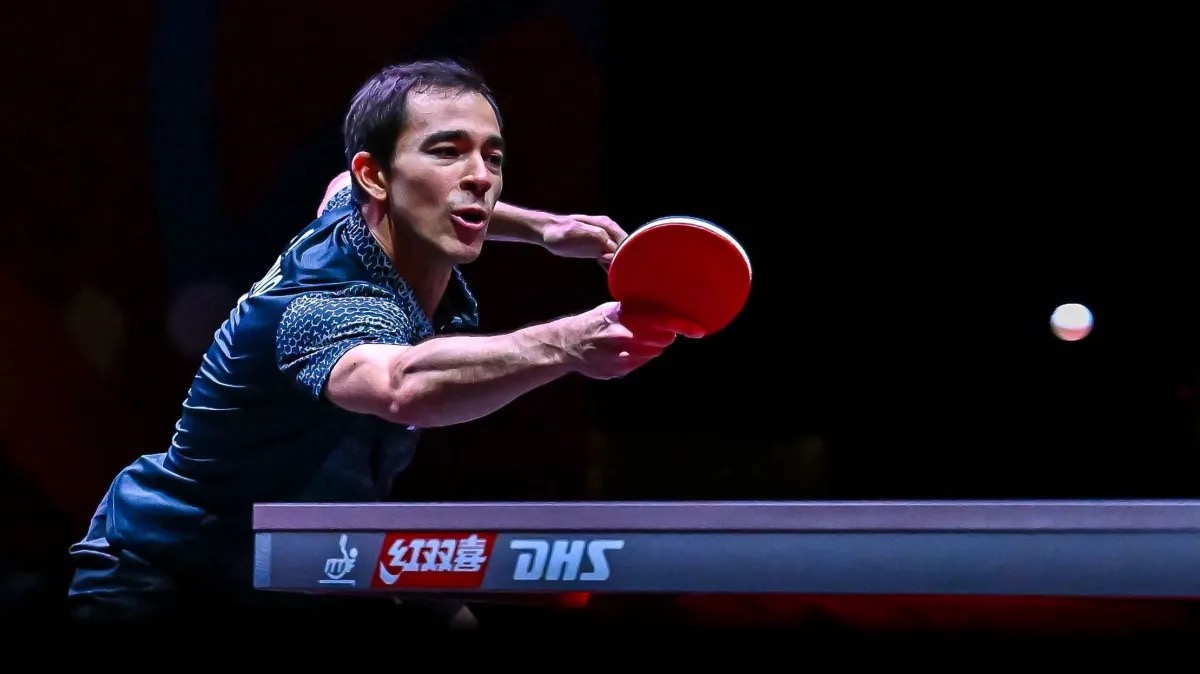 Hugo Calderano durante o Mundial de Tênis de Mesa  • Noushad Thekkayil/NurPhoto via Getty Images