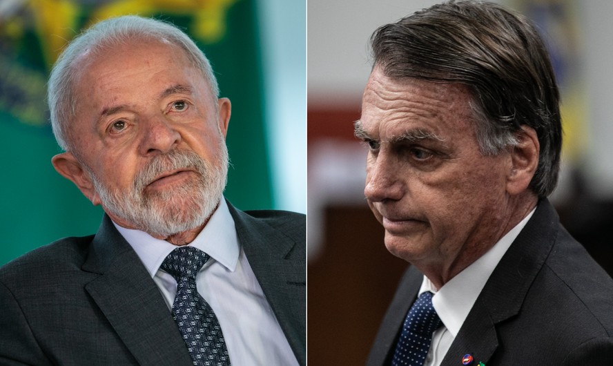 O presidente Lula (PT) e o ex-presidente Jair Bolsonaro (PL) — Foto: Brenno Carvalho/Agência O Globo