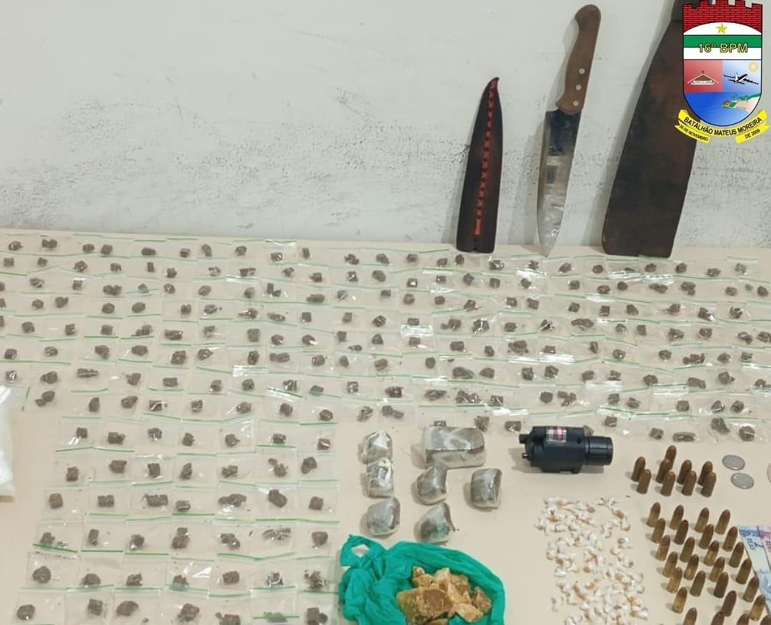 16º BPM prende dupla por tráfico de drogas e posse de munições em São Gonçalo do Amarante/RN | Foto: Divulgação PMRN