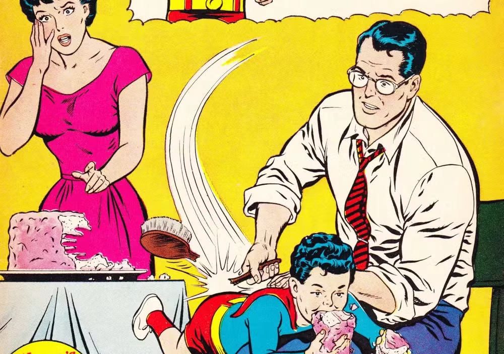 Superman tentar bater em seu filho na capa de uma edição de 1939 — Foto: Reprodução/DC