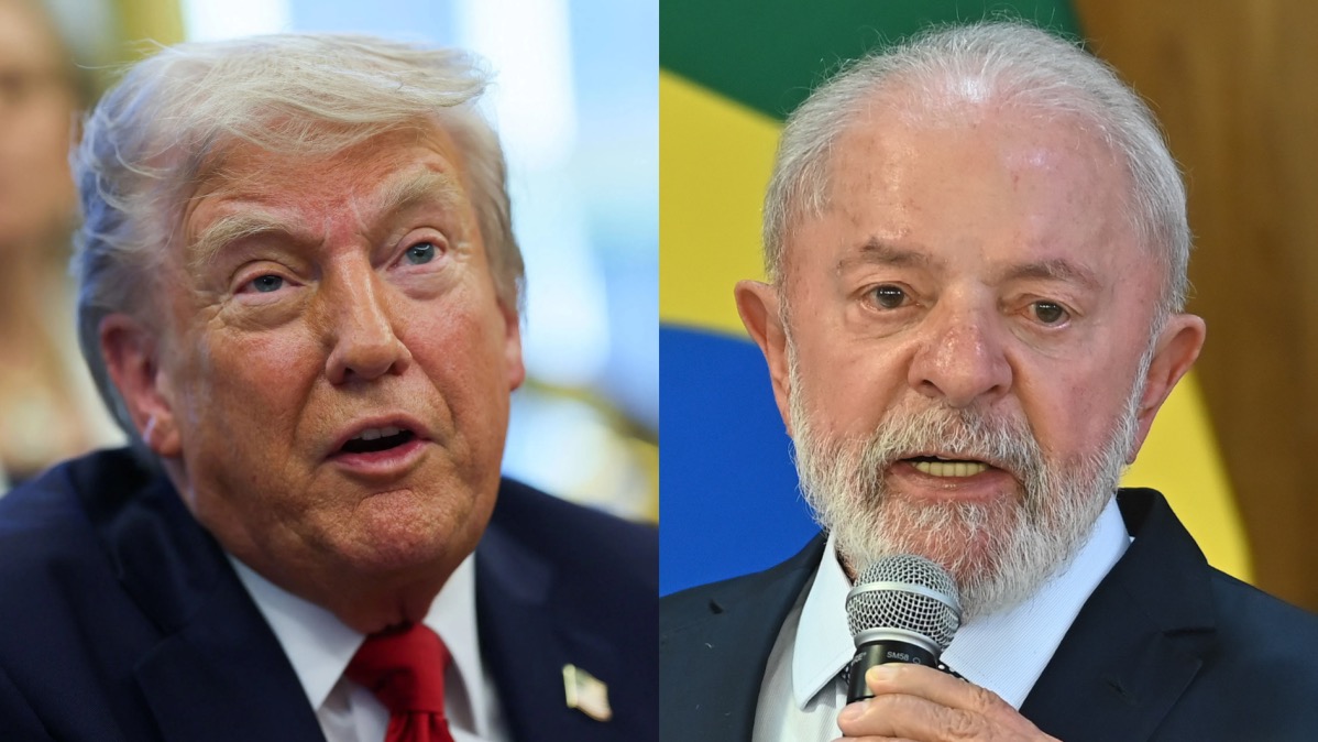 O presidente dos EUA, Donald Trump, (à esquerda) e o presidente do Brasil, Luiz Inácio Lula da Silva  • Reprodução