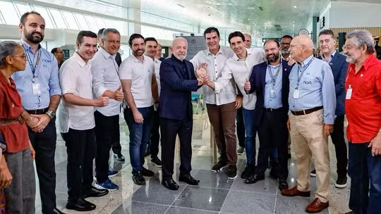 Presidente da República durante visita e inauguração das obras de modernização do Aeroporto Internacional de Belém — Foto: Ricardo Stuckert/PR