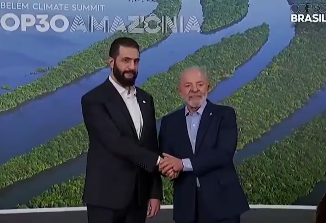 Ahmed al-Sharaa e Lula. Reprodução.