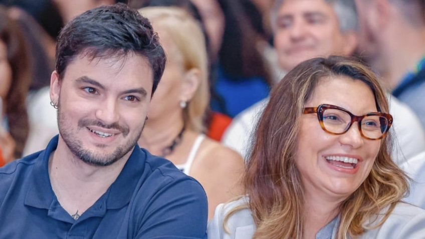 O influenciador digital Felipe Neto e a primeira-dama Janja da Silva em evento do G20 Social