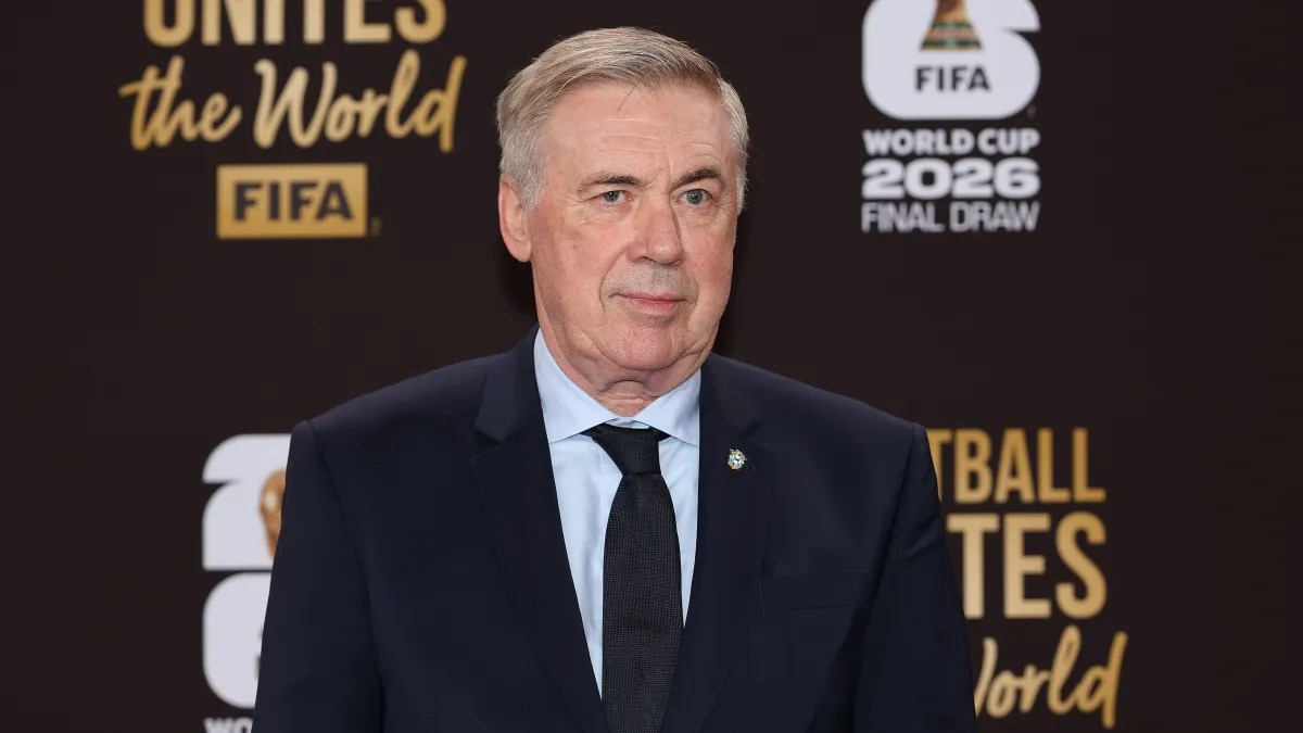 Ancelotti no sorteio da Copa do Mundo de 2026  • Emilee Chinn - FIFA/FIFA via Getty Images