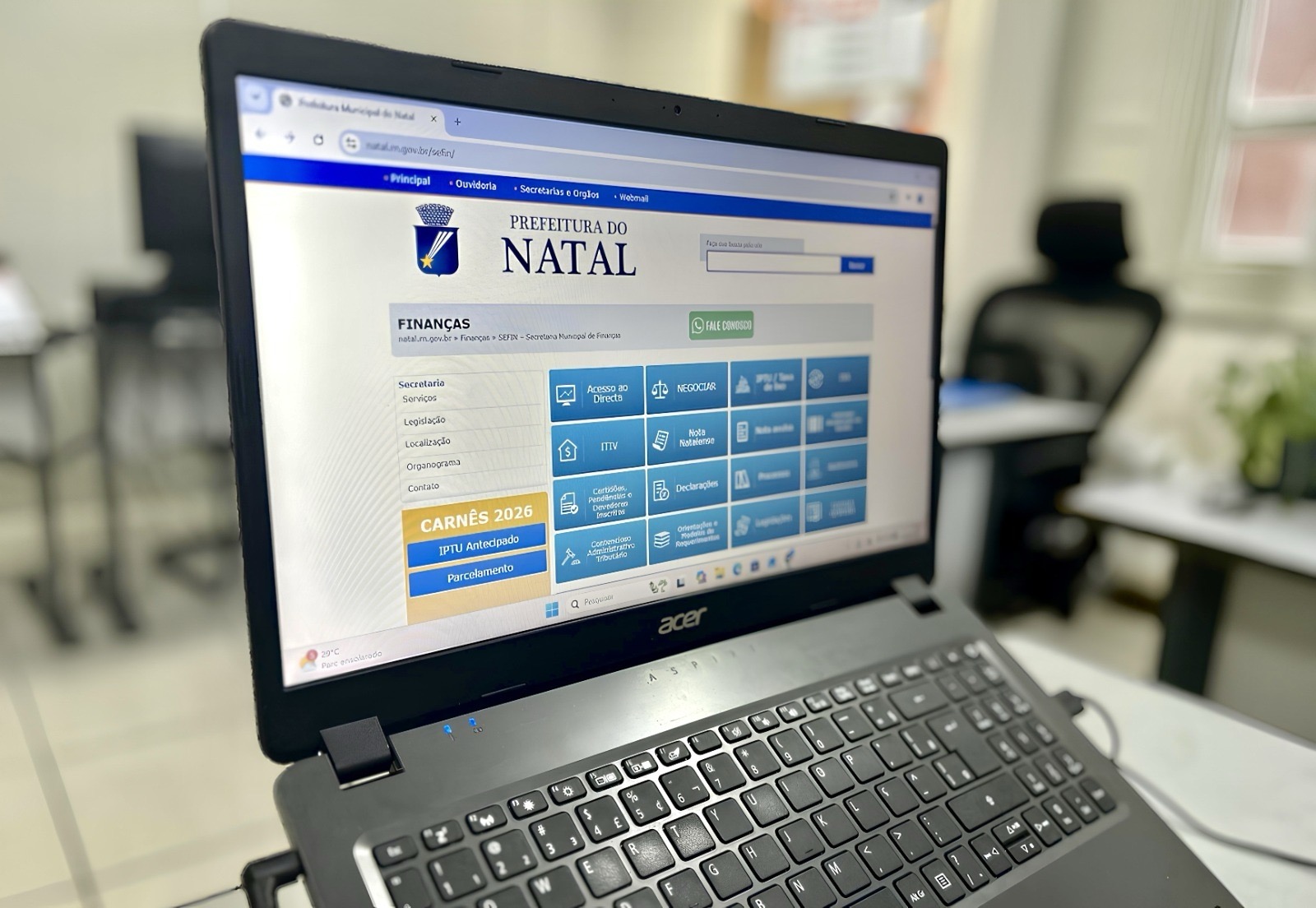 Site prefeitura | Crédito: Foto: Secom/Sefin