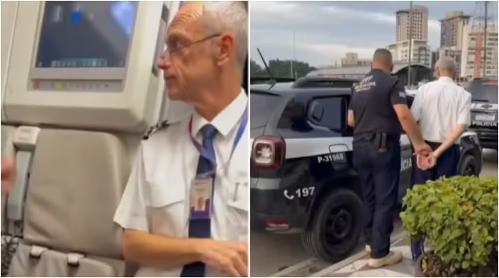 Piloto é preso dentro de avião no aeroporto de Congonhas suspeito de manter rede de abuso sexual infantil — Foto: Reprodução/TV Globo/Imagens cedidas pela Polícia