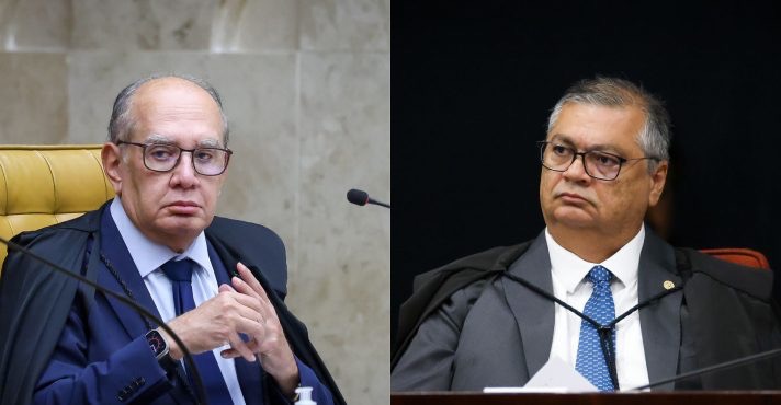 GILMAR MENDES E FLÁVIO DINO | Foto: Gustavo Moreno/STF com montagem da Revista Oeste