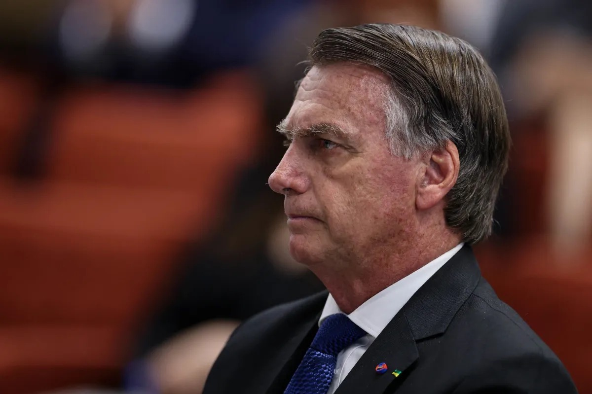 O ex-presidente Jair Bolsonaro durante o interrogatório da ação sobre o plano de golpe de Estado, no STF  • Ton Molina/STF