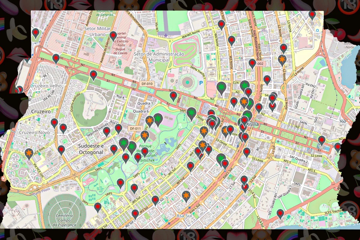 “Rua do Chupa-Chupa”, “Quenga Passiva”: mapa revela roteiro da sacanagem gay no DF