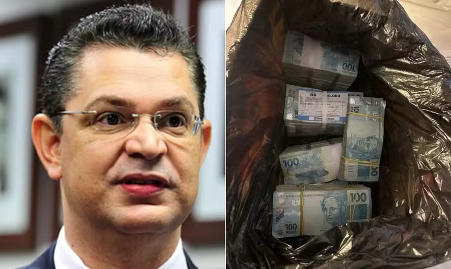 Operação da Polícia Federal apreendeu R$ 468 mil em dinheiro em espécie em um endereço ligado ao líder do PL na Câmara, Sóstenes Cavalcante (PL-RJ) — Foto: Gabriela Korossy / Câmara dos Deputados e Reprodução / PF