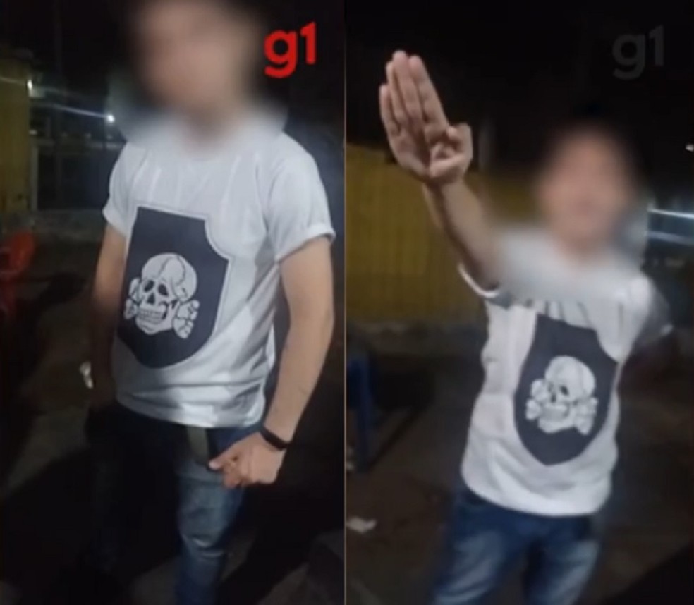 Jovem com camisa nazista saúda Hitler, faz ameaça com faca e é expulso de bar