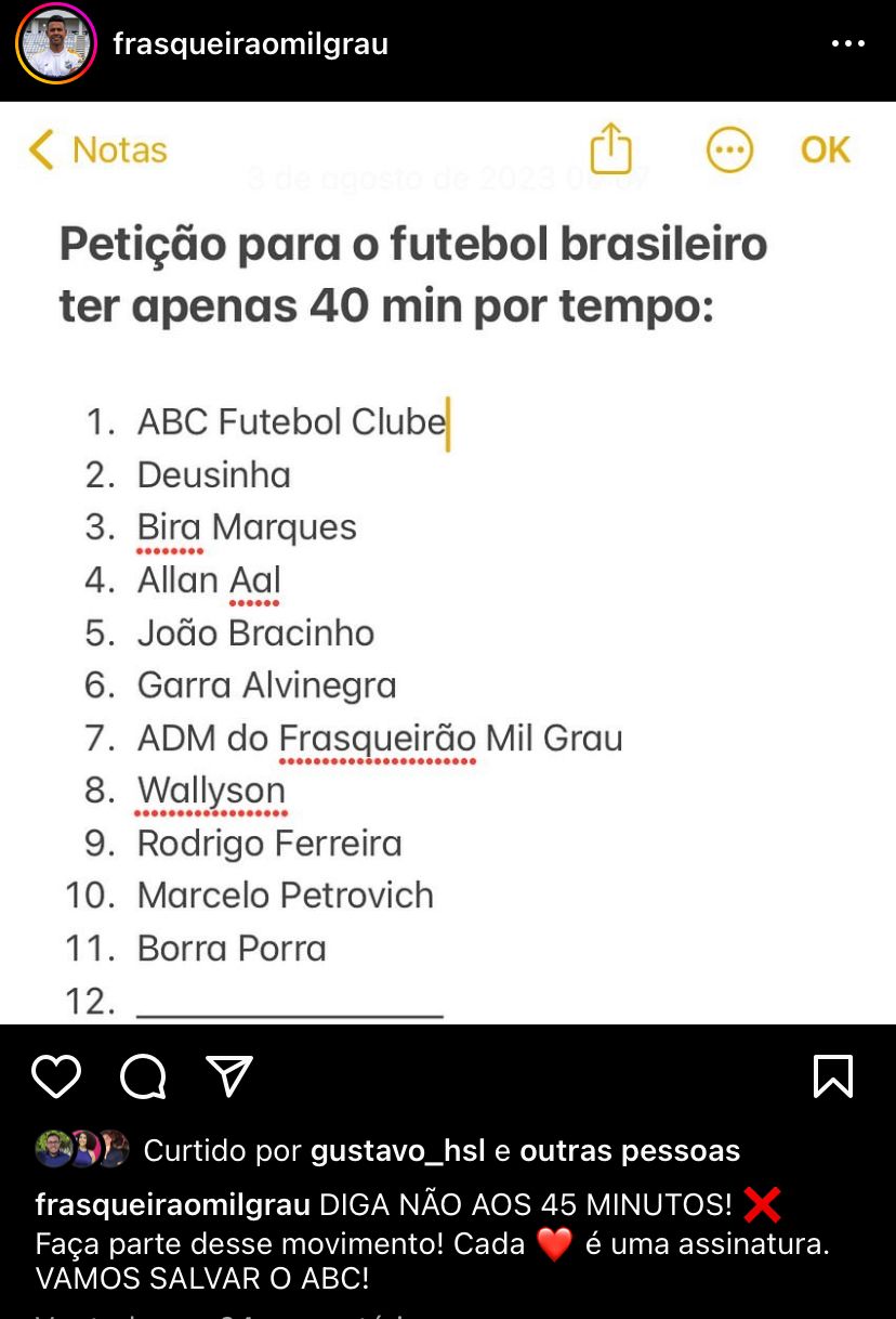 Humor: Torcedores do ABC fazem campanha para jogo ter só 40 minutos