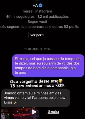 João Gomes revela paixão por Maisa e mostra declaração