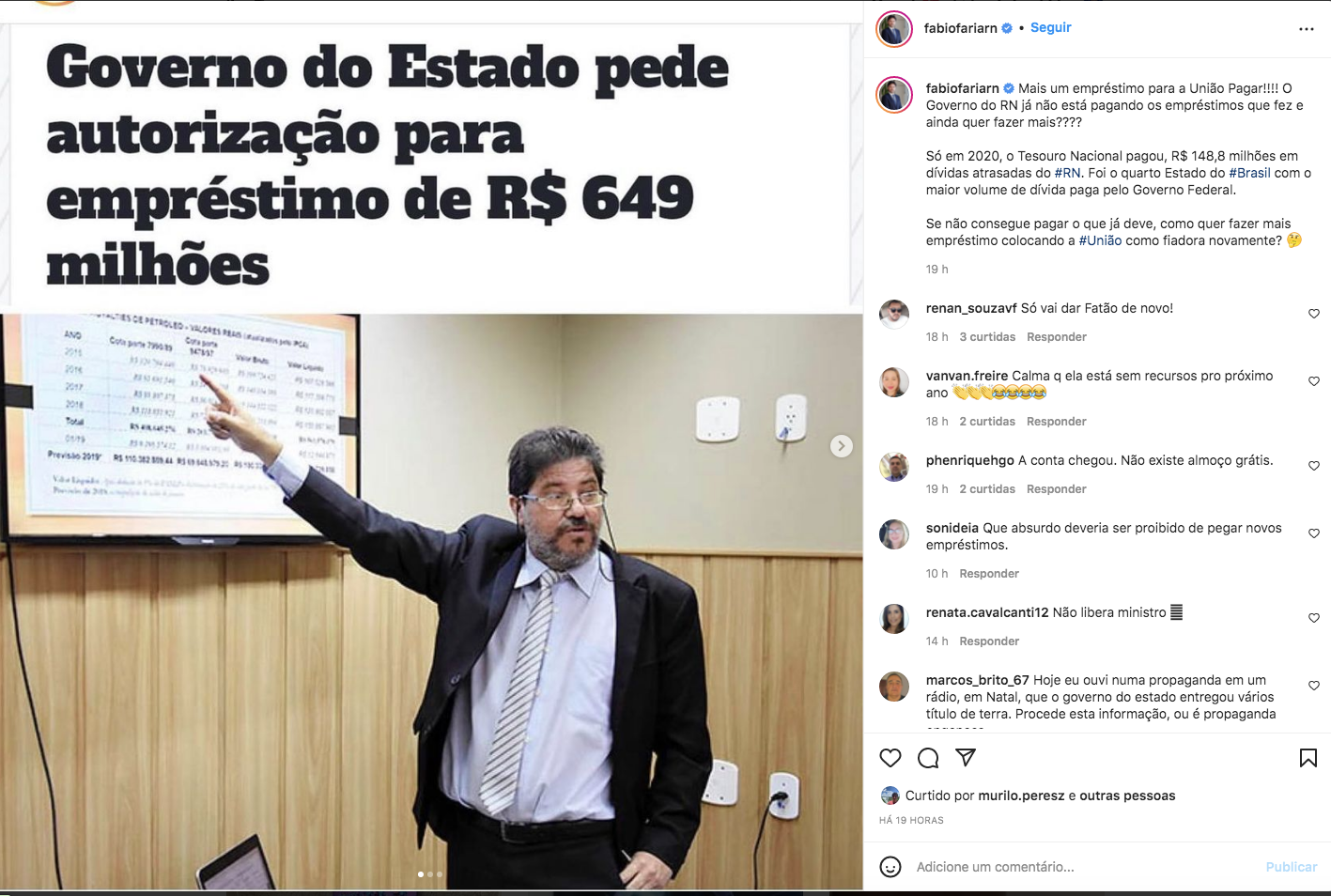 Fábio Faria sugere 'calote' do Governo do RN em novo pedido de empréstimo: "Mais um para a União pagar!"