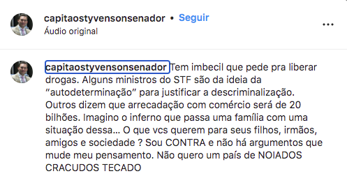 Styvenson usa vídeo de "Cabeção" para detonar liberação das drogas no Brasil: "Não quero um país de cracudos e noiados"