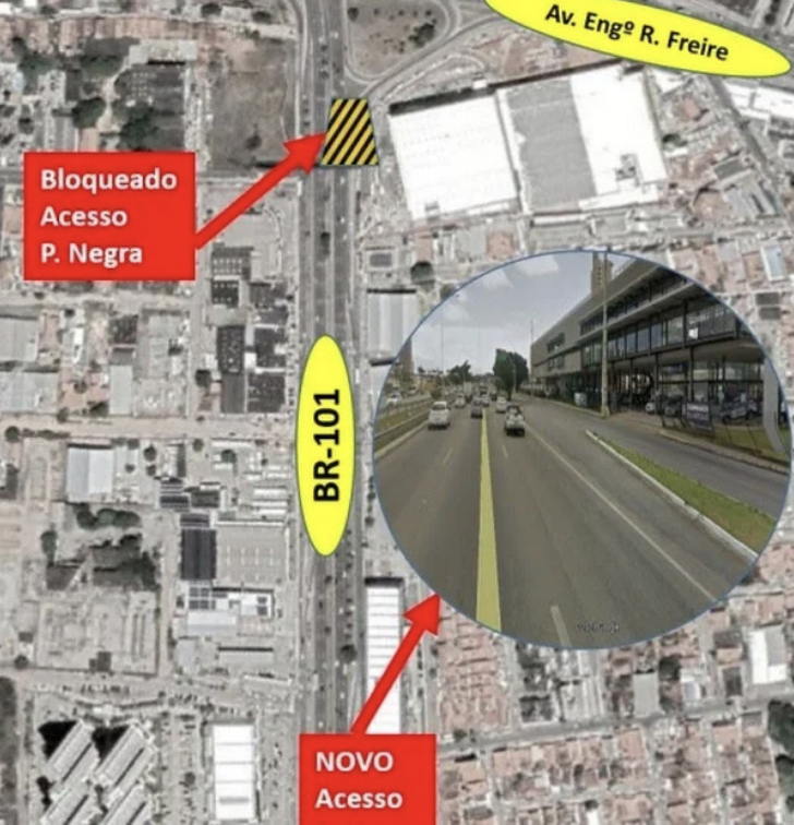 Trecho de acesso da BR-101 à Avenida Roberto Freire é alterado em Natal a partir de hoje