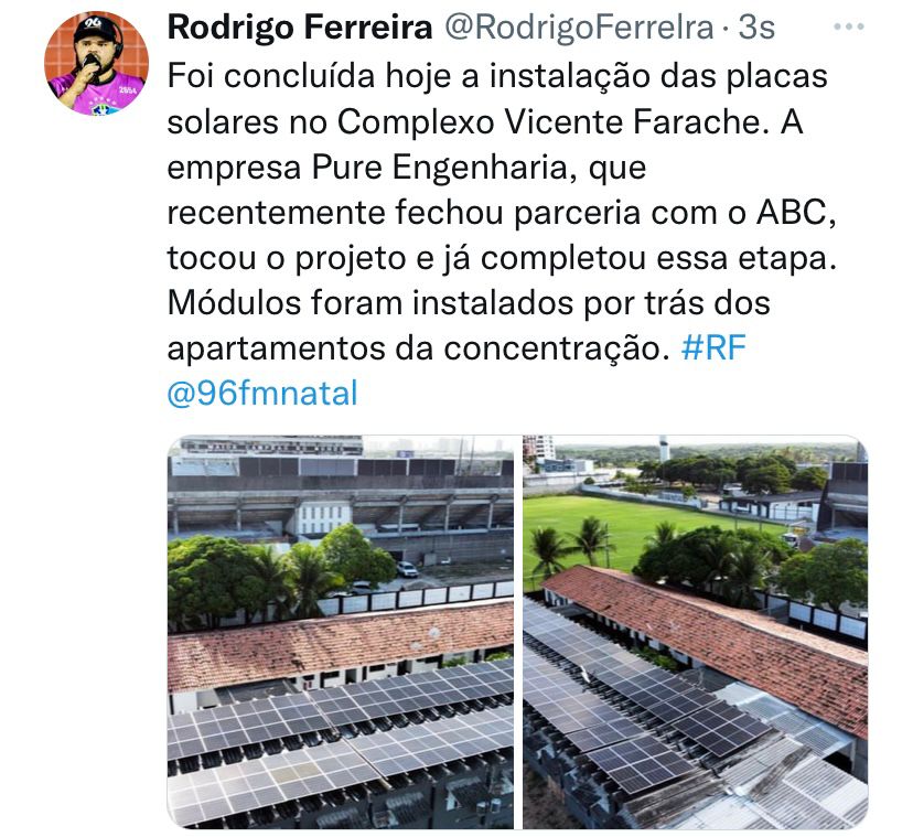 ABC conclui instalação de placas solares no estádio Frasqueirão; Veja como ficou