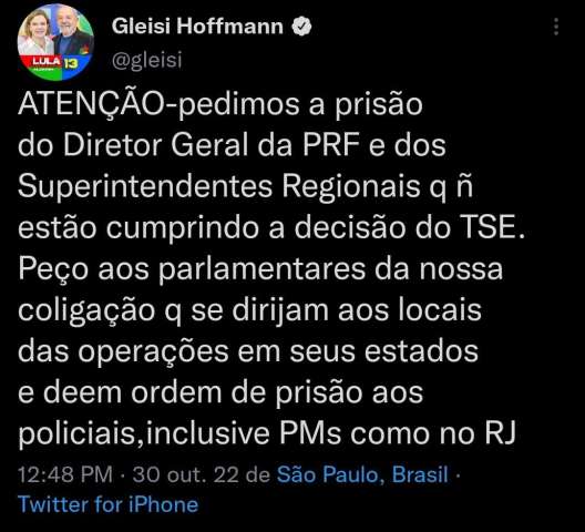 PT pede prisão de diretor-geral e da cúpula da PRF