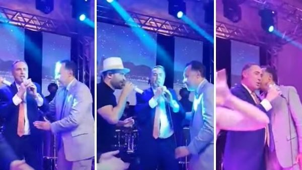 [VIDEO] Sem máscara, Barroso canta ao lado de Diogo Nogueira em festa de casamento