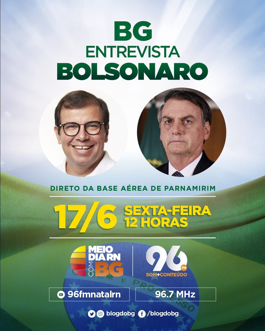 [VIDEO] EXCLUSIVO: 96 FM e Bruno Giovanni entrevistam Jair Bolsonaro em Natal