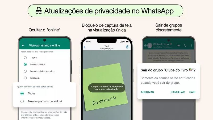 WhatsApp lança função de esconder quem está 'online', bloquear prints e sair de grupos no sigilo