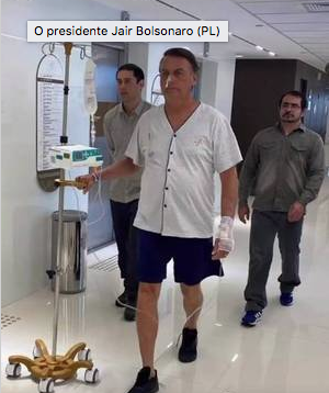 Internado, Bolsonaro caminha pelo hospital em São Paulo; VEJA FOTO