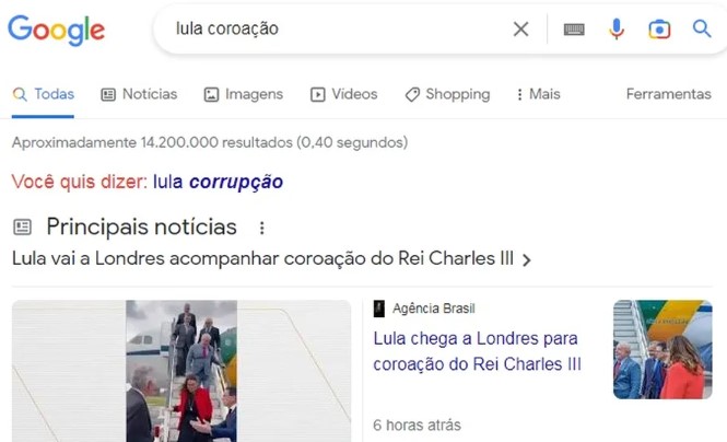 Google troca palavra “coroação” por “corrupção” ao ser pesquisada junto ao nome de Lula