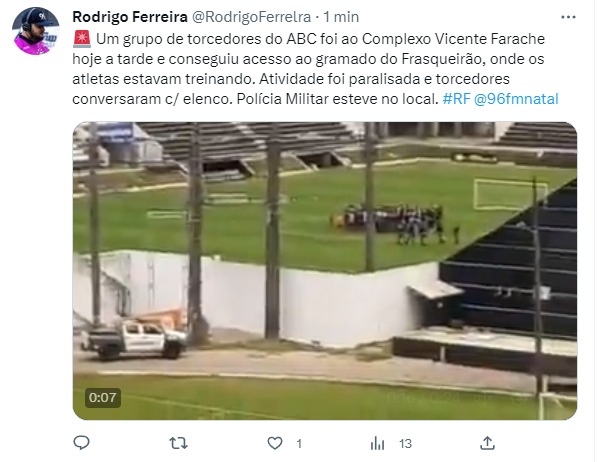 [VIDEO] Urgente: Torcida organizada invade treino do ABC e PM é acionada