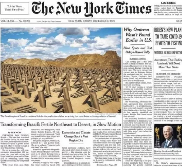 ‘Terra seca’: Municípios do Seridó do RN são destaques na capa do  “The New York Times”