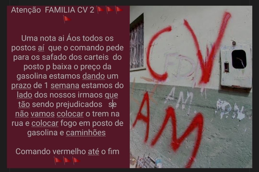 Comando Vermelho exige redução de preços em postos de gasolina em Manaus