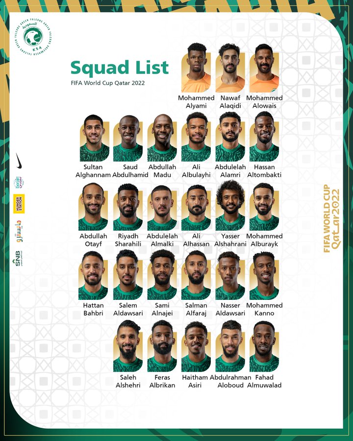 Veja quem são os 26 convocados da Arábia Saudita
