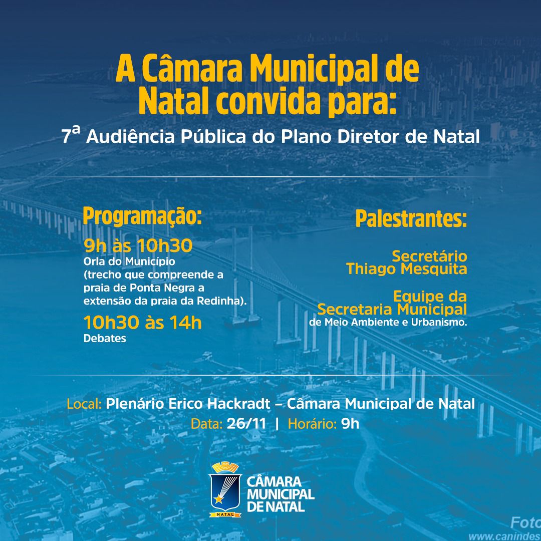 Câmara Municipal realiza 7ª audiência pública sobre Plano Diretor de Natal