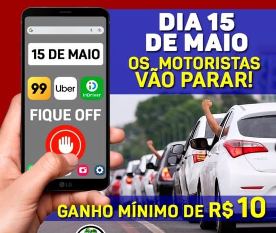 Motoristas de aplicativos anunciam paralisação total na segunda (15)